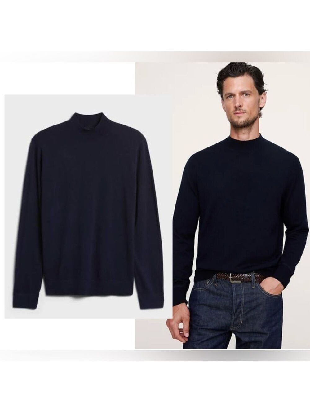 Banana republic men’s navy blue Merino wool sweater Sz L tall